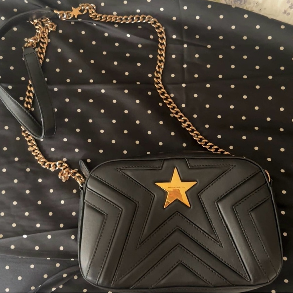 Stella McCartney Black Gold Star Vegan Leather Crossbody